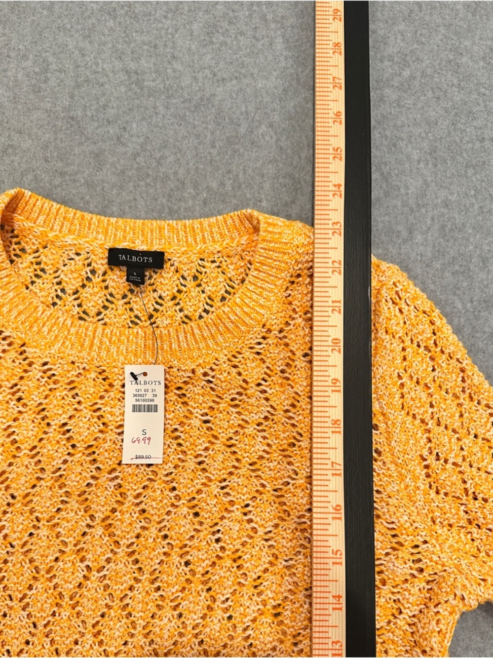 Talbots Sunny Yellow Open-Weave Knit Crewneck Sweater - Picture 7 of 8